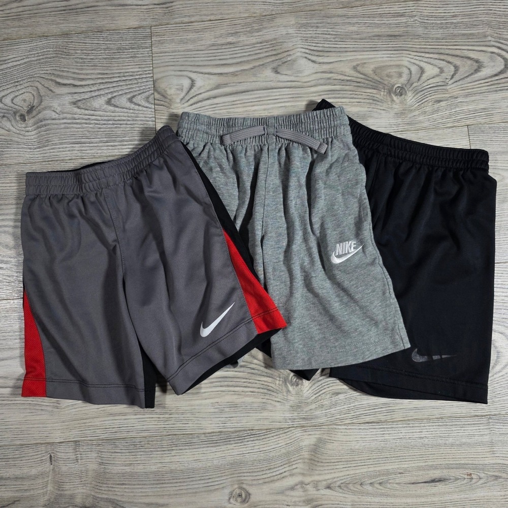 Nike Boys Athletic Shorts Bundle of 3 - 2 Size Medium 6 and 1 Size 7 Large